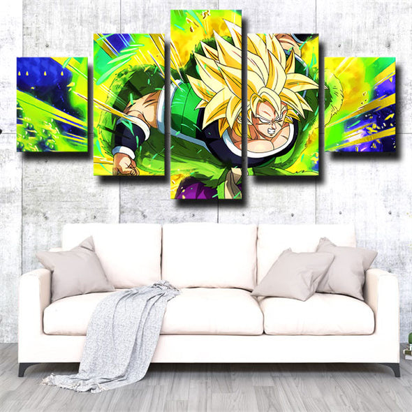 5 piece canvas art framed prints dragon ball Broly wall picture green-2061 (2)