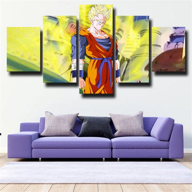 5 piece canvas art framed prints dragon ball Gohan wall picture yellow-1943 (1)