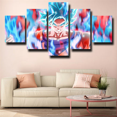 5 piece canvas art framed prints dragon ball Goku flame live room decor-2054 (1)