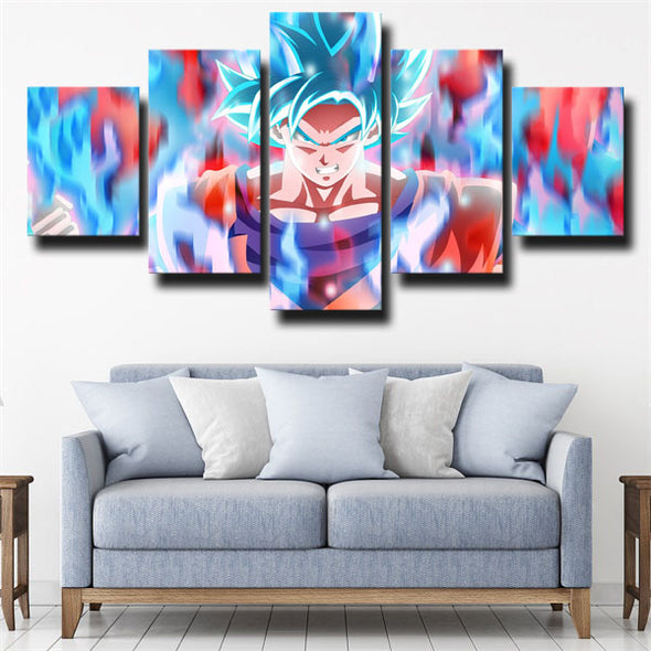 5 piece canvas art framed prints dragon ball Goku flame live room decor-2054 (3)