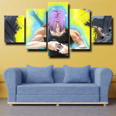 5 piece canvas art framed prints dragon ball Trunks yellow wall picture-1997 (1)