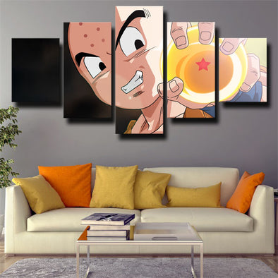 5 piece canvas art framed prints dragon ball and Krillin wall picture-2035 (1)