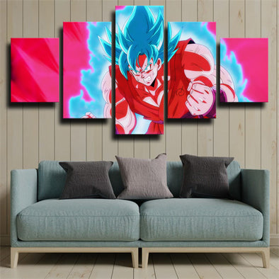 5 piece canvas art framed prints dragon ball blue fire Goku wall decor-2077 (1)