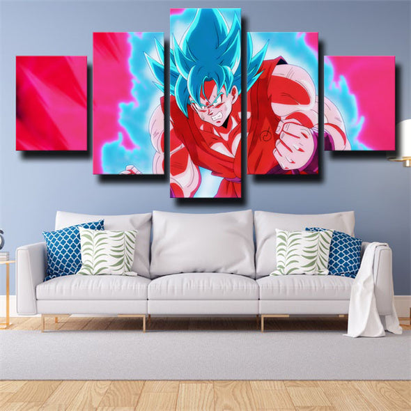 5 piece canvas art framed prints dragon ball blue fire Goku wall decor-2077 (2)