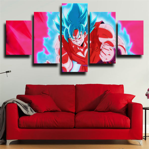 5 piece canvas art framed prints dragon ball blue fire Goku wall decor-2077 (3)