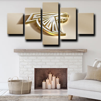 5 piece canvas art prints Atlanta Falcons Emblem Gold home decor-1239 (1)