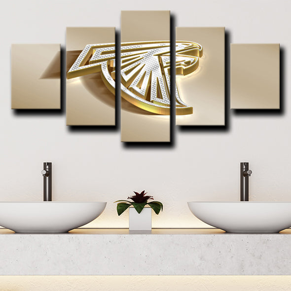 5 piece canvas art prints Atlanta Falcons Emblem Gold home decor-1239 (2)