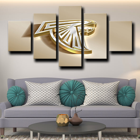 5 piece canvas art prints Atlanta Falcons Emblem Gold home decor-1239 (3)