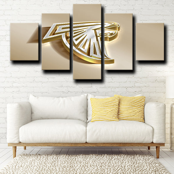 5 piece canvas art prints Atlanta Falcons Emblem Gold home decor-1239 (4)