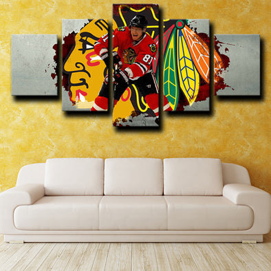 5 piece canvas art prints Chicago Blackhawks Hossa home decor-1218 (1)