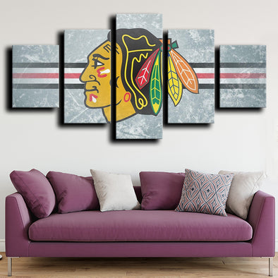 5 piece canvas art prints Chicago Blackhawks Logo home decor-1233 (1)