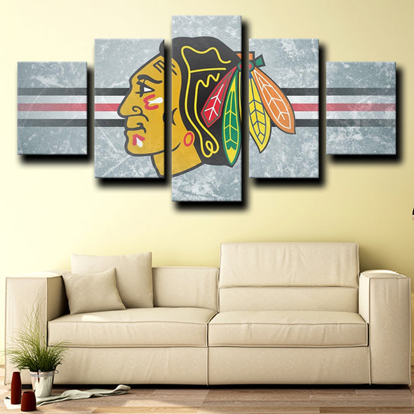 5 piece canvas art prints Chicago Blackhawks Logo home decor-1233 (2)