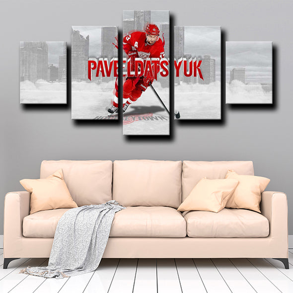 5 piece canvas art prints Detroit Red Wings Datsyuk live room decor-1207 (2)