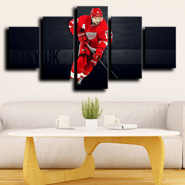  5 piece canvas art prints Detroit Red Wings Datsyuk room decor-1221 (2)