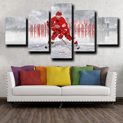 5 piece canvas art prints Detroit Red Wings Zetterberg decor picture-1204 (1)