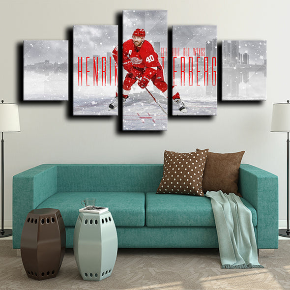 5 piece canvas art prints Detroit Red Wings Zetterberg decor picture-1204 (4)