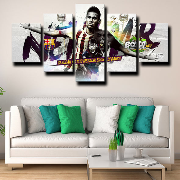 5 piece canvas art prints FC Barcelona Forward Neymar home decor-1238 (2)