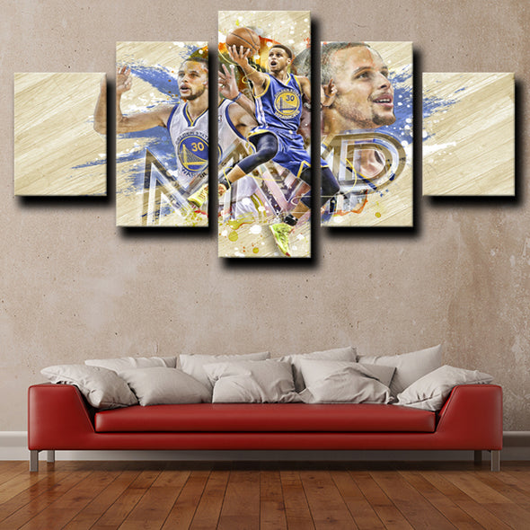 5 piece canvas art prints Golden State Warriors Curry home decor-1243  (3)