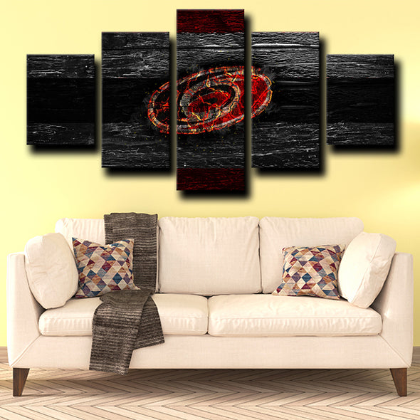 5 piece canvas art prints Hurricanes Logo Dark home decor-1210 (2)