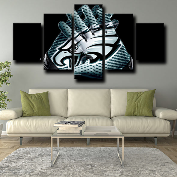 5 piece canvas frame art prints Eagles logo live room decor-1227 (3)