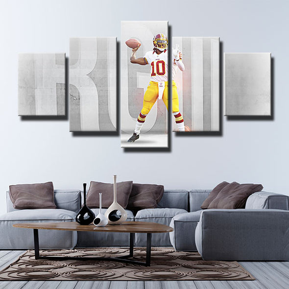 5 piece canvas frame art prints Redskins RGIII live room decor-1221 (2)