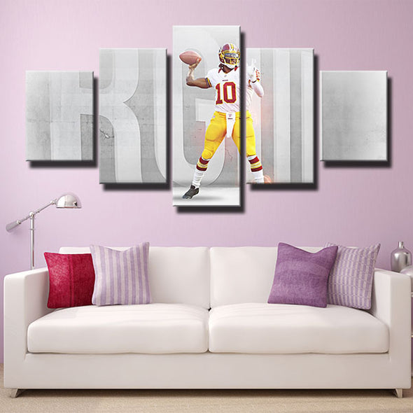 5 piece canvas frame art prints Redskins RGIII live room decor-1221 (3)