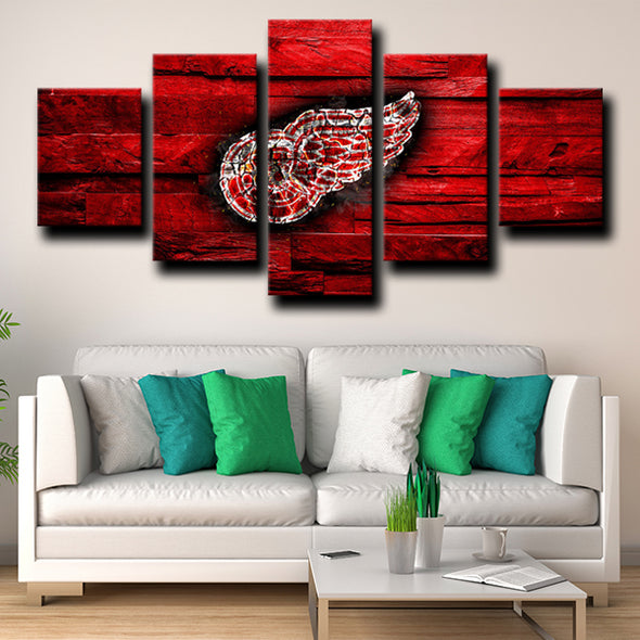 5 piece canvas painting art Detroit Red Wings Logo live room decor-1215 (2)