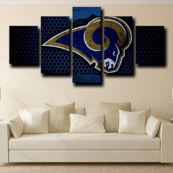 5 piece canvas painting art Rams Emblem live room decor-1227 (3)