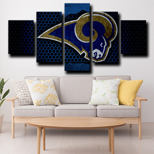 5 piece canvas painting art Rams Emblem live room decor-1227 (4)