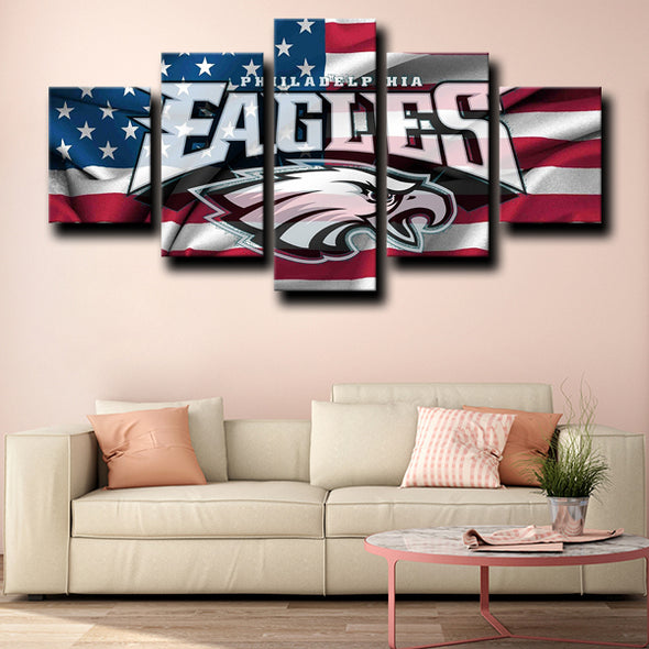 5 piece canvas pictures framed prints Eagles logo america home decor-1228 (1)
