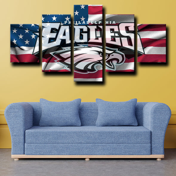 5 piece canvas pictures framed prints Eagles logo america home decor-1228 (2)