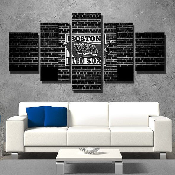 5 piece canvas prints art prints Red Sox Black plaid wall wall decor-5004 (2)