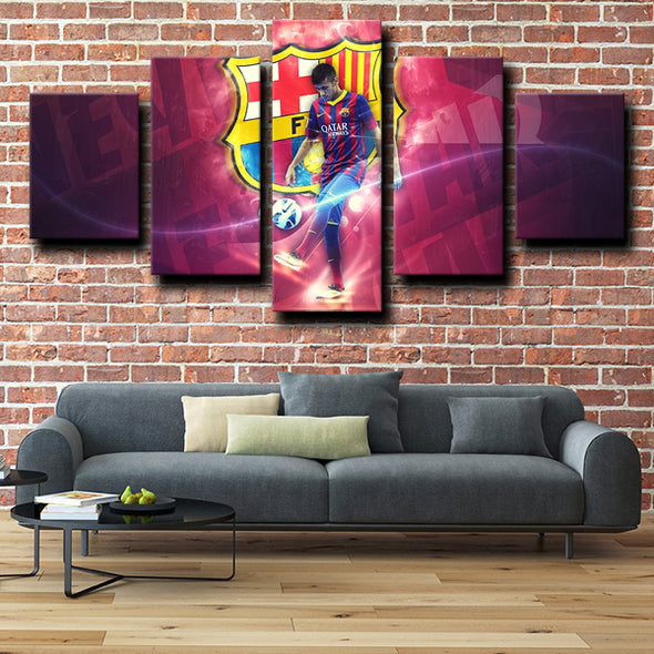 5 piece canvas prints custom prints Barcelona Neymar wall decor-1205 (3)
