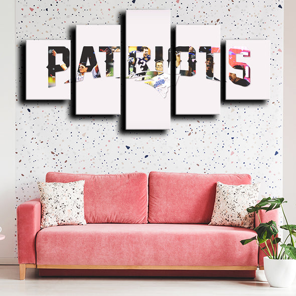 5 piece canvas prints custom prints Patriots wall decor-1211 (4)