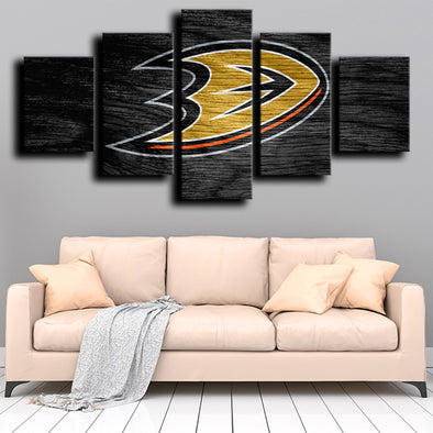 5 piece canvas wall art prints Anaheim Ducks Logo decor picture-1201 (1)
