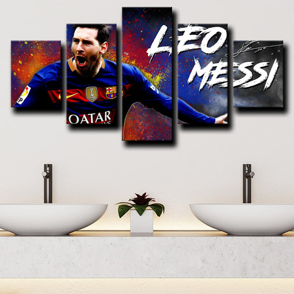 5 piece canvas wall art prints Barcelona Messi decor picture-1202 (2)
