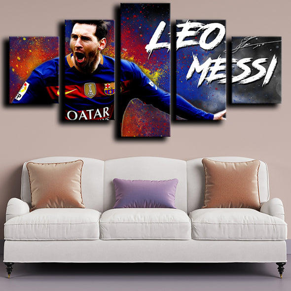 5 piece canvas wall art prints Barcelona Messi decor picture-1202 (3)