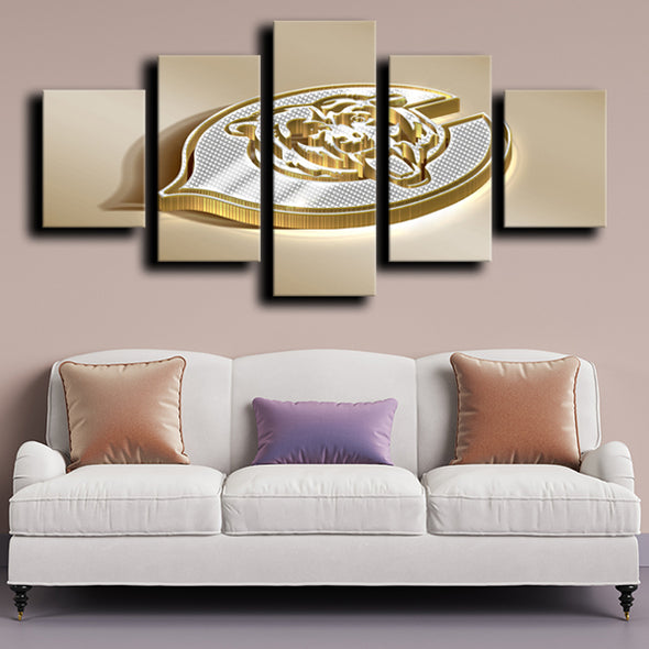 5 piece canvas wall art prints Chicago Bears Logo Gold decor picture-1204 (4)