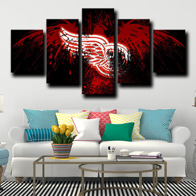 5 piece canvas wall art prints Detroit Red Wings Logo decor picture-1205 (1)
