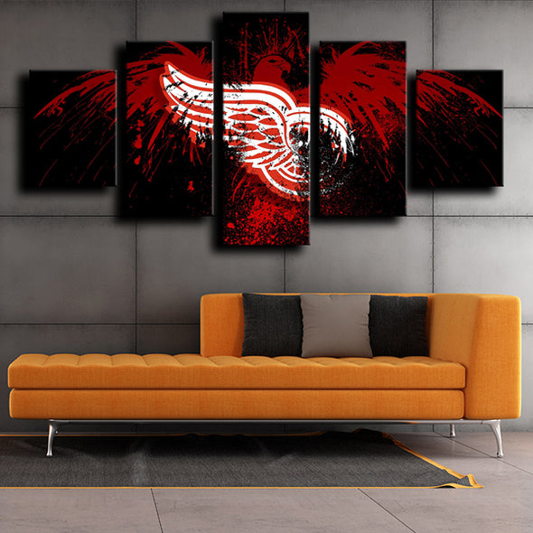 5 piece canvas wall art prints Detroit Red Wings Logo decor picture-1205 (2)
