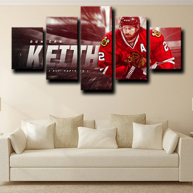 5 piece custom canvas art prints Chicago Blackhawks Keith home decor-1201 (1)