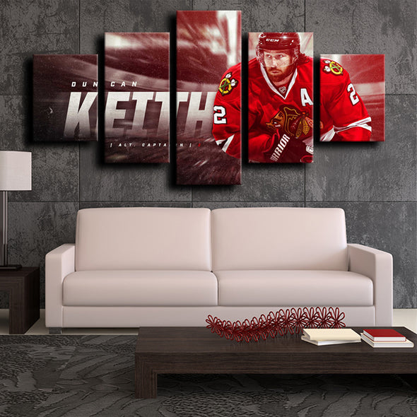 5 piece custom canvas art prints Chicago Blackhawks Keith home decor-1201 (3)