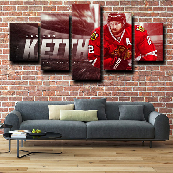 5 piece custom canvas art prints Chicago Blackhawks Keith home decor-1201 (4)