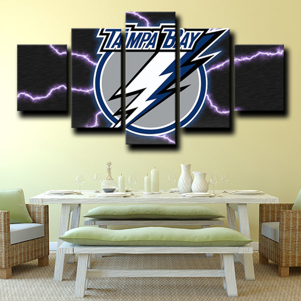 5 piece custom canvas art prints Tampa Bay Lightning Logo home decor-1201 (1)
