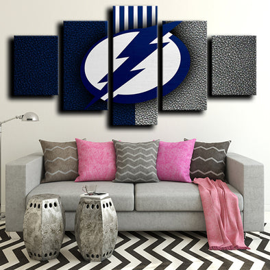 5 piece custom canvas art prints Tampa Bay Lightning Logo home decor-1225 (1)