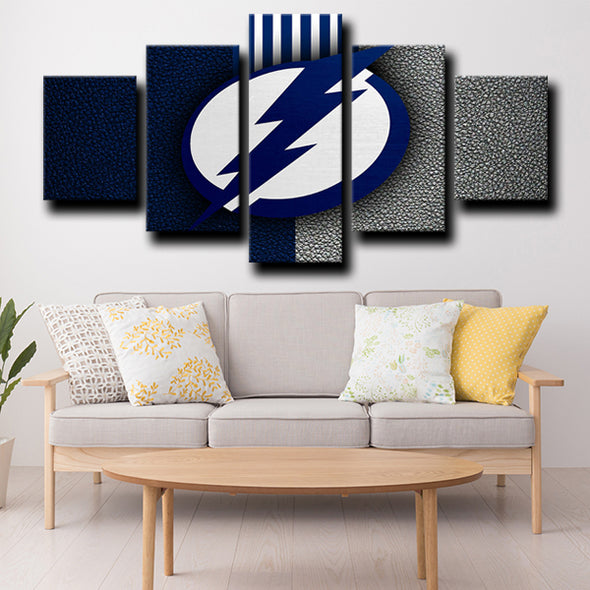 5 piece custom canvas art prints Tampa Bay Lightning Logo home decor-1225 (2)