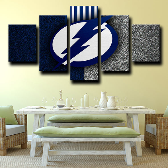 5 piece custom canvas art prints Tampa Bay Lightning Logo home decor-1225 (3)