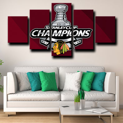 5 piece custom canvas prints Chicago Blackhawks Logo home decor-1202 (1)