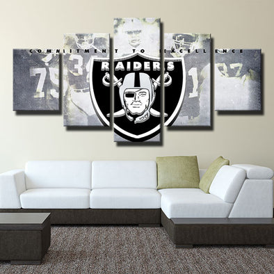 5 piece modern art canvas The Silver and Black player logo wall decor-1208 (1)
