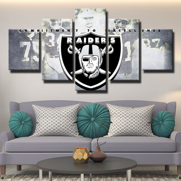 5 piece modern art canvas The Silver and Black player logo wall decor-1208 (2)